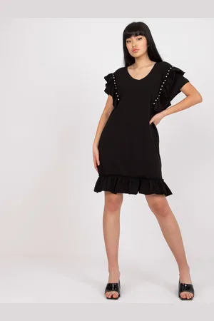Fancy Černé dámské volné šaty s volány FA-SK-7017.72P-black