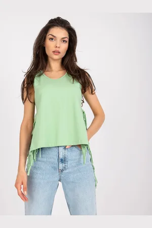 Fancy Světle zelený top s třásněmi -FA-TP-6276.08P-light green