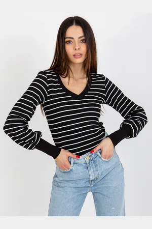 BASIC FEEL GOOD Černo-bílé pruhované triko s dlouhým rukávem RV-BZ-8613.15X-black-white