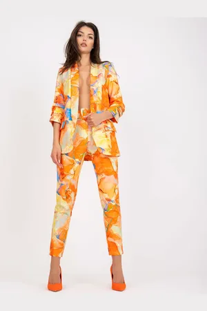 Italy Moda Oranžové vzorované sako DHJ-MA-7684A-1.22X-orange