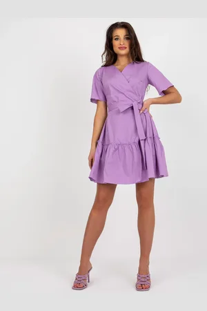 Basics from Amsterdam Světle fialové mini šaty na zavazování -LK-SK-508646.13P-light violet