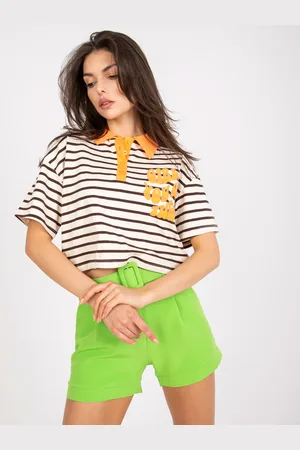 Fancy Hnědo-žlutý polo crop top "Girl... You got this" -FA-BZ-7785.91P