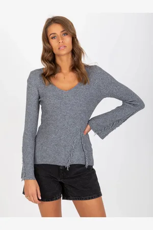 COCO ANGELO Šedý svetr s rozšířenými rukávy VI-SW-20260.91P-dark grey