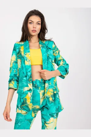Italy Moda Zeleno-žluté vzorované sako DHJ-MA-7684A-1.22X-green