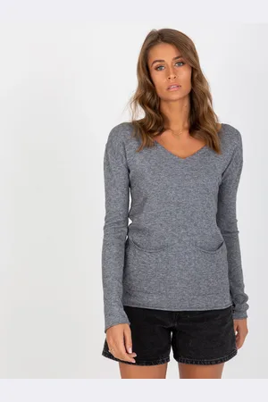 COCO ANGELO Tmavě šedý svetr s kapsami VI-SW-20282.32-dark gray