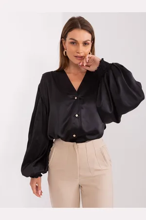 Basics from Amsterdam Lesklá košile se širokými rukávy -LK-KS-509475.62P-black