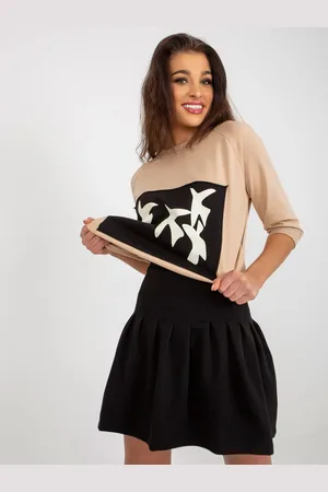 Fancy Béžový komplet mikiny a sukně FA-KMPL-8433.66P-beige