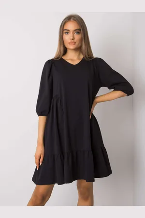 BASIC FEEL GOOD Černé dámské volné šaty RV-SK-7248.09P-black