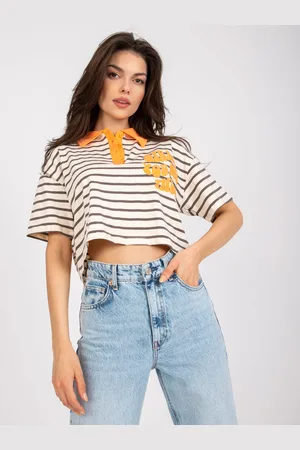 Fancy Béžovo-žlutý polo crop top "Girl... You got this" -FA-BZ-7785.91P