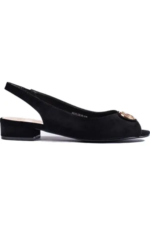 SHELOVET Černé elegantní ploché sandály GD-FL1351B