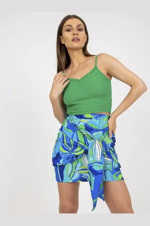 RUE PARIS Zelený basic crop top -RV-TP-7988.09-green