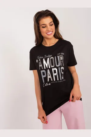 Mint Černé bavlněné tričko s potiskem -PM-TS-4568.20-black