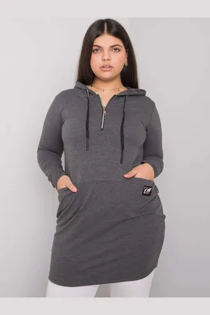 RELEVANCE Tmavě šedá oversize tunika Kierra s kapucí a zipem RV-TU-7238.36-dark grey