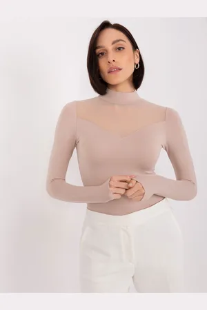 BASIC FEEL GOOD Béžové tričko s průsvitnými zády RV-BZ-9203.87P-beige