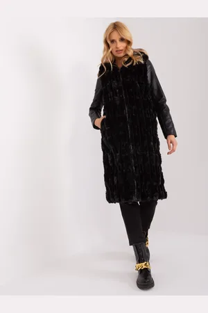 Italy Moda Černá midi kožešinová vesta -AT-KZ-2368-1.13-black