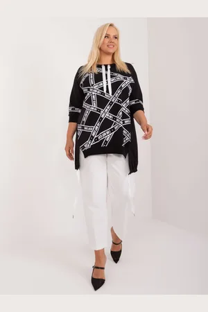RELEVANCE Černá mikinová tunika s potiskem a 3/4 rukávem RV-TU-7598.94-black