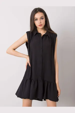 RUE PARIS Černé dámské košilové šaty bez rukávů 341-SK-5183.10-black