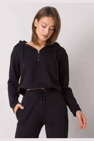 Sublevel Černá dámská krátká mikina s kapucí D10043O02713A-black