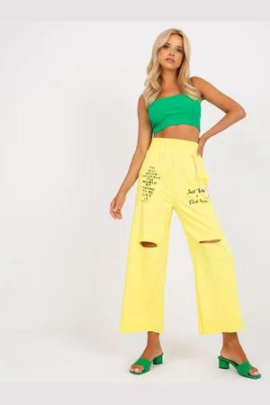 Fancy Žluté zvonové tepláky s nápisy FA-DR-7855.52-yellow