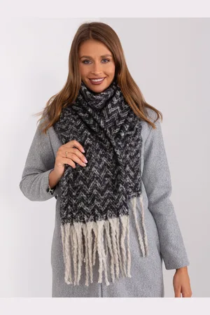 Italy Moda Černo-béžová vzorovaná šála s třásněmi AT-SZ-23125.75-black-beige