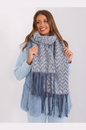 Italy Moda Bílo-modrá vzorovaná šála s třásněmi AT-SZ-23125.75-white-blue