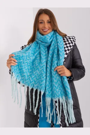 Italy Moda Modrá vzorovaná šála s třásněmi AT-SZ-23125.75-blue