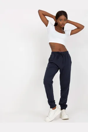 BASIC FEEL GOOD Tmavě modré stylové tepláky B-006.58-dark blue