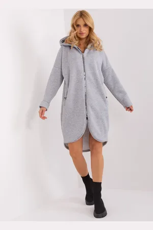 RELEVANCE Světle šedá dlouhá mikina na zip -RV-BL-4858-2.97P-grey
