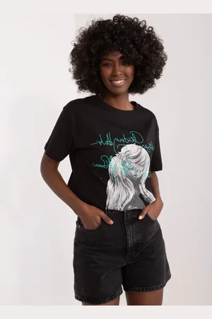Mint Černé volné tričko s nápisem PM-TS-4531.26-black