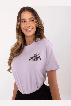Sublevel Světle fialové dámské bavlněné tričko s potiskem D12022AC02645H-light violet
