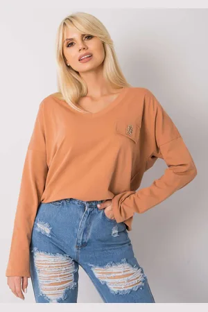 Fancy Světle hnědé dámské tričko s dlouhými rukávy FA-BZ-7384.29X-brown