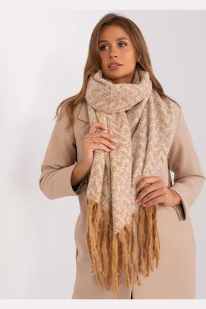 Italy Moda Světle hnědá vzorovaná šála s třásněmi AT-SZ-23125.75-light brown