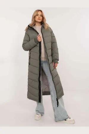 Sublevel Dlouhá khaki dámská prošívaná bunda D51160XB44540A2-khaki