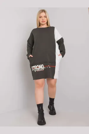 RELEVANCE Khaki tunika s potisky a pruhem RV-TU-7222.80P-khaki