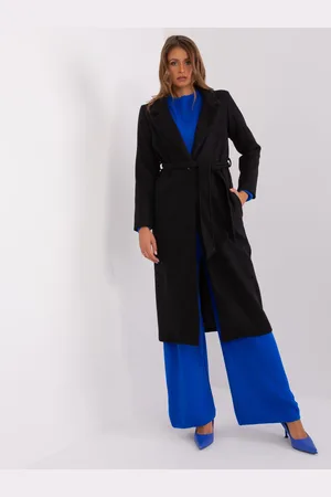 Basics from Amsterdam Černý dlouhý kabát s páskem TW-PL-BI-5312-1.31-black