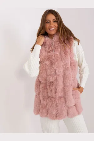 Italy Moda Růžová chlupatá vesta s kapucí AT-KZ-2379.96P-pink