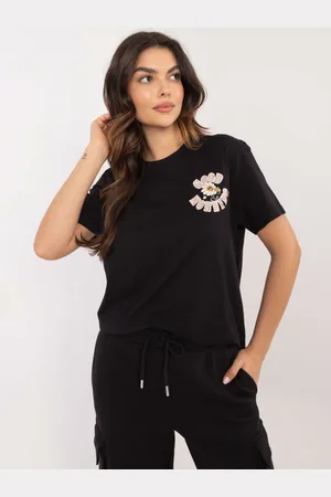 Sublevel Černé dámské tričko s potiskem D12022AC02645F-black