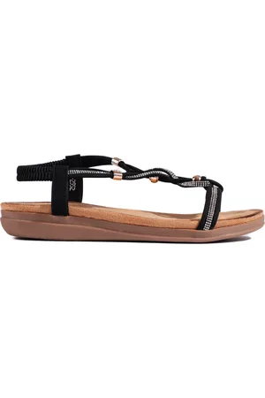SHELOVET Nazouvací černé dámské sandály LX-2552B