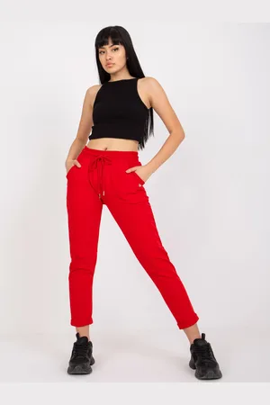 BASIC FEEL GOOD Červené tepláky s vysokým pasem RV-DR-7806.32-red