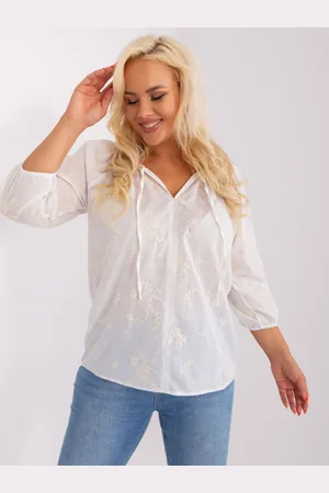 Basics from Amsterdam Bílá bavlněná halenka s béžovou výšivkou LK-BZ-509324.50P-white-beige
