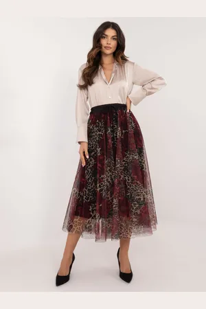 Italy Moda Elegantní sukně s leopardím vzorem a květinami DHJ-SD-19981-1.0.bordó