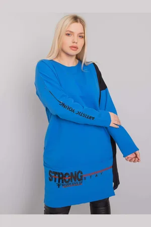 RELEVANCE Modrá tunika s potisky a pruhem RV-TU-7222.80P-blue