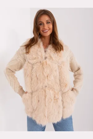 Italy Moda Béžová kožešinová vesta s kapsami -AT-KZ-2375.00P-beige