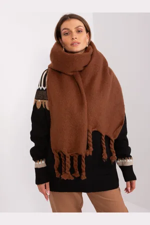Italy Moda Hnědá teplá šála s třásněmi AT-SZ-2313502.76P-brown
