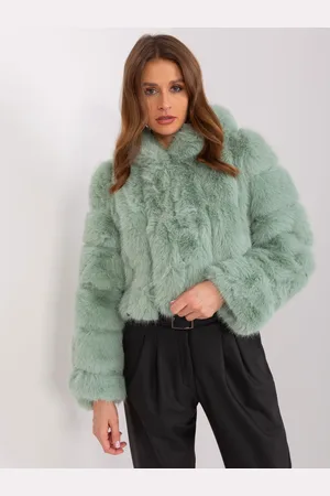 Italy Moda Pistáciový krátký kožíšek s kapucí AT-KR-2378.96P-pistachio