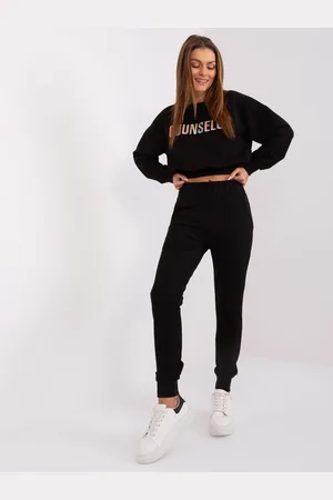 Basics from Amsterdam Černá tepláková souprava s crop mikinou EM-KMPL-806.45P-black