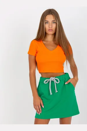 BASIC FEEL GOOD Zelená sukně v pase na vázání RV-SD-8064.77-green