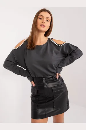Fancy Tmavě šedé tričko s perličkami FA-BZ-9198.26X-dark grey