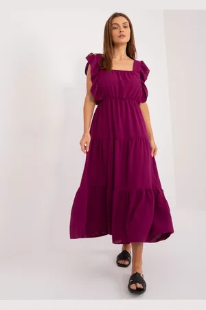 Italy Moda Fuchsiové volné šaty s volány -DHJ-SK-8352.04-fuchsia pink
