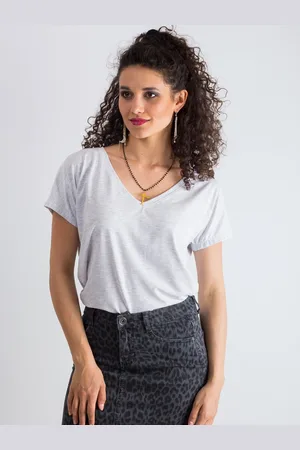 BASIC FEEL GOOD Světle šedé dámské basic tričko RV-TS-4832.27P-light grey